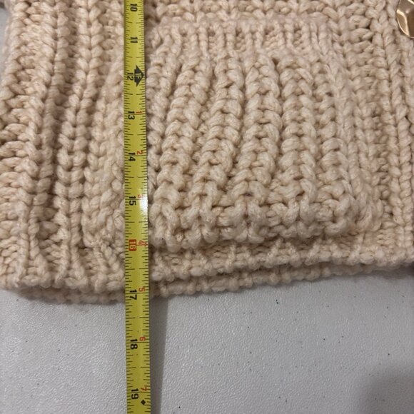 Zara Beige Chunky Knit Gold Button Cardigan Sweater Front Pockets Size Medium - Picture 7 of 8